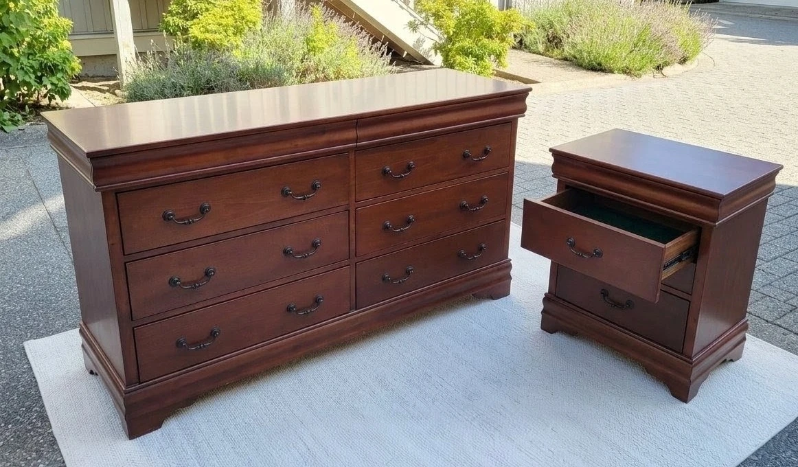 2-Pc Burlington Furniture Solid Cherry Bedroom Set.