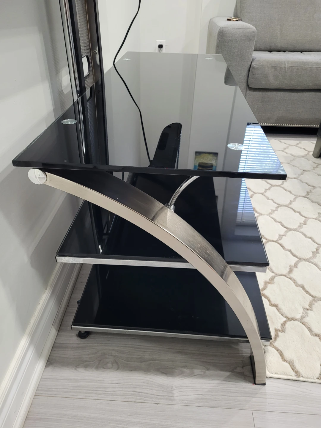 Black Glass TV Stand with Mount - photo 2