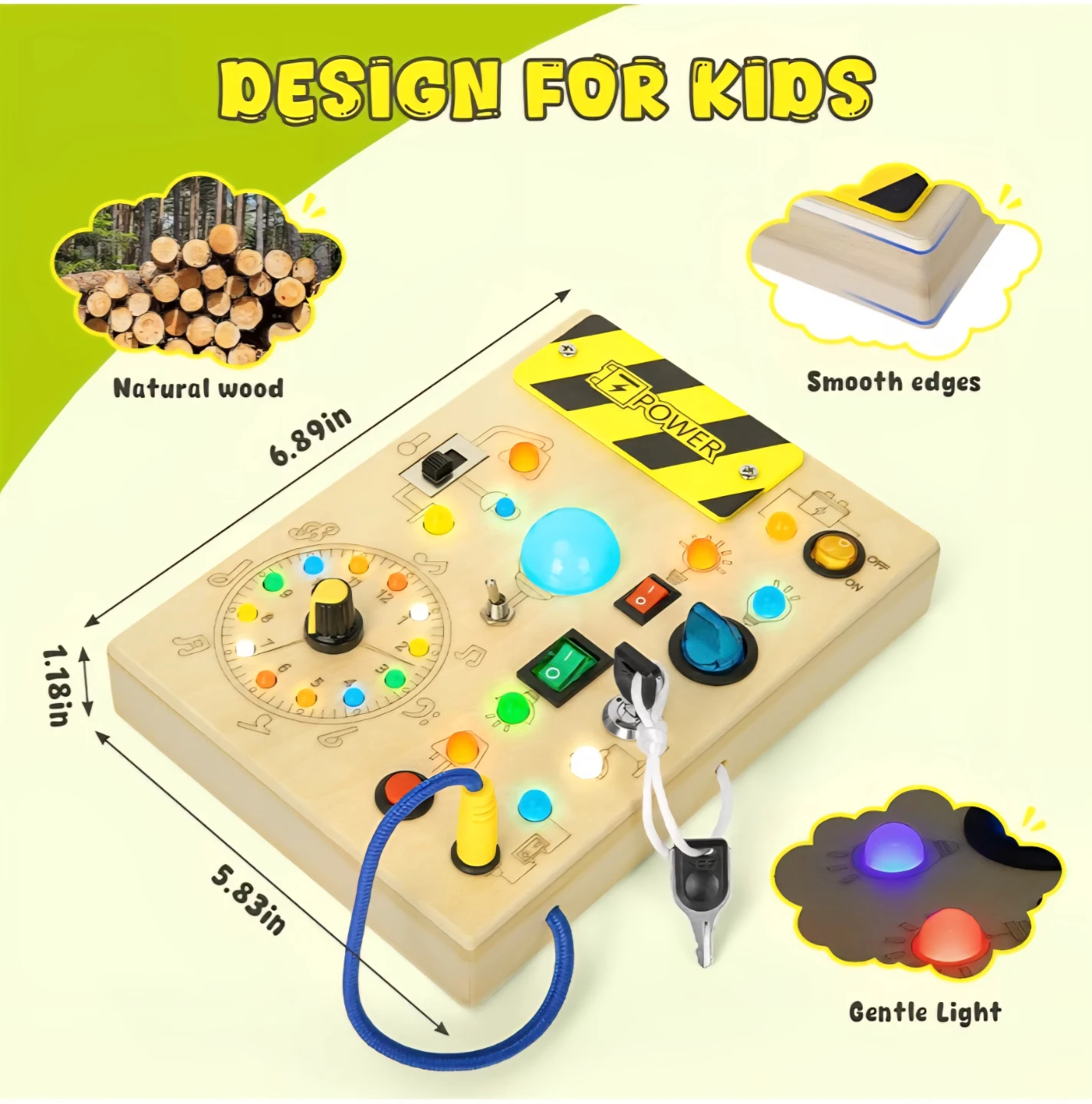 Busy Board with LED Light, Montessori Toddler Toys - photo 2