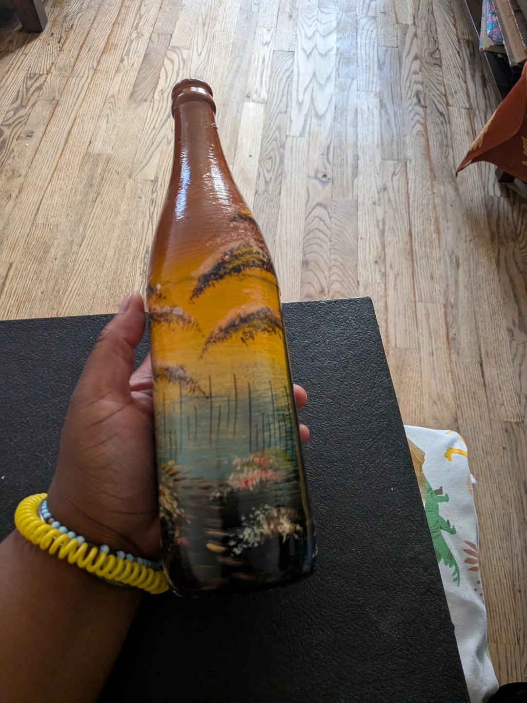 Hand-Painted Glass Bottle - photo 3