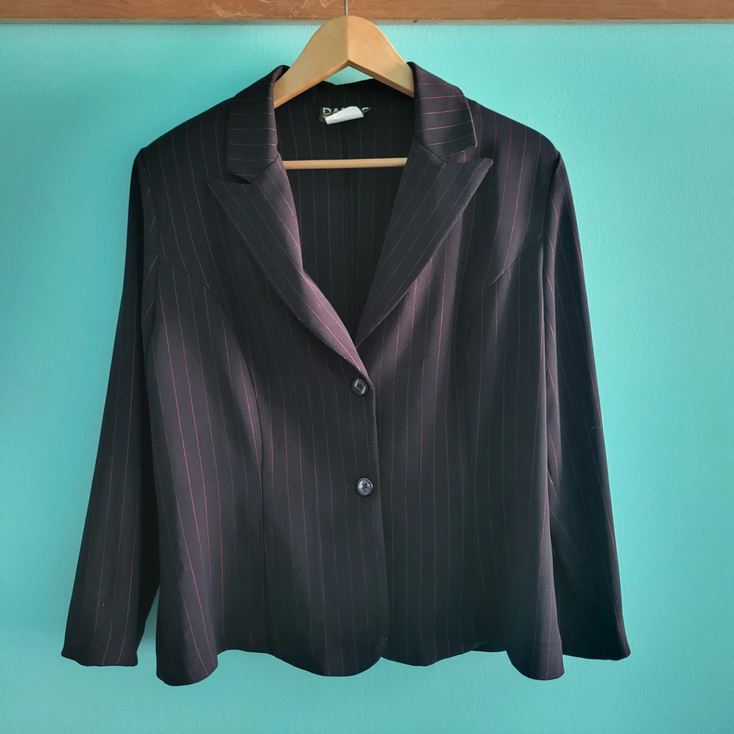 New York Paris Toronto Collection Black Pinstripe Blazer Size 14