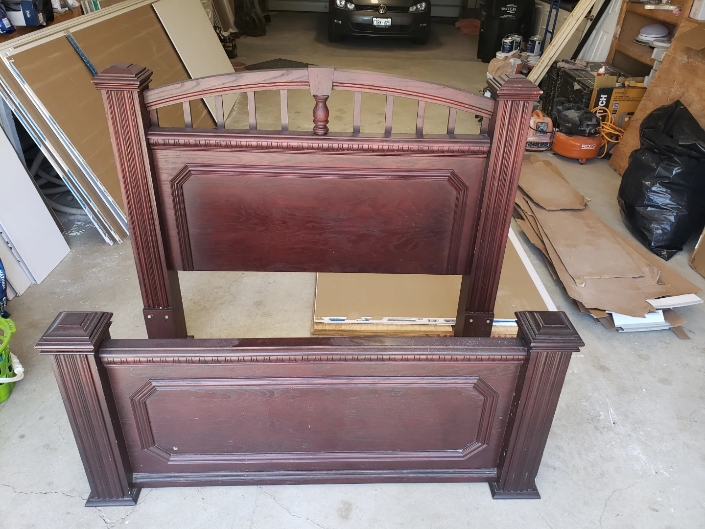 Dark Wood Headboard and Footboard