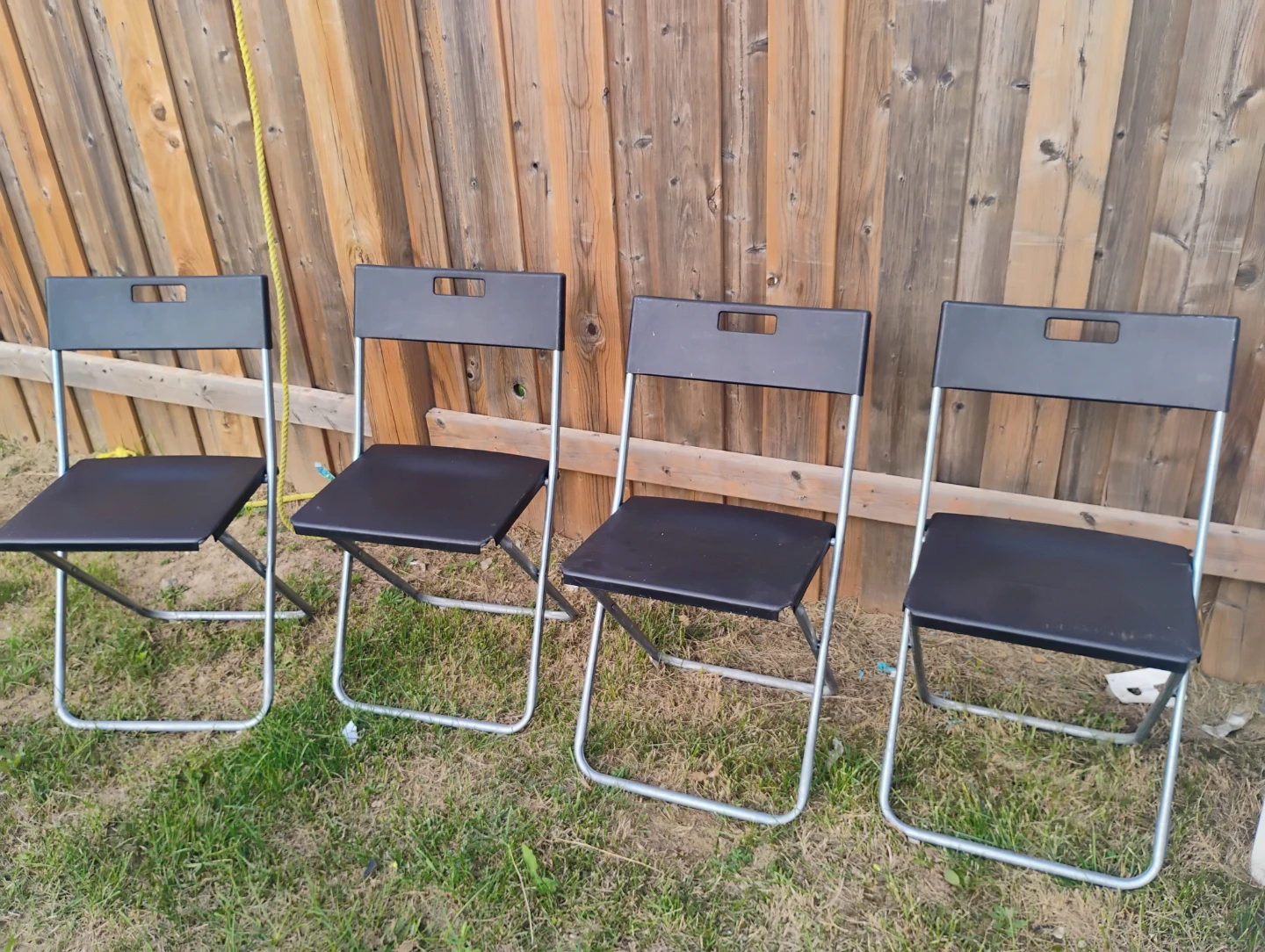 Four black Ikea folding chairs - photo 3