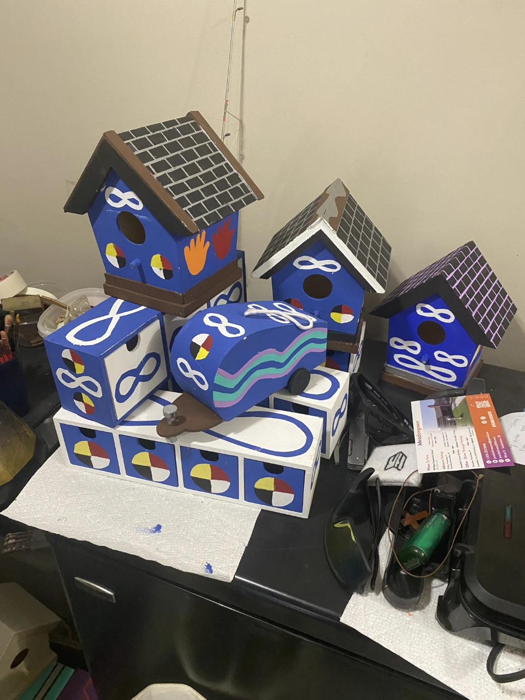 Hand-Painted Birdhouses and Decor Pieces