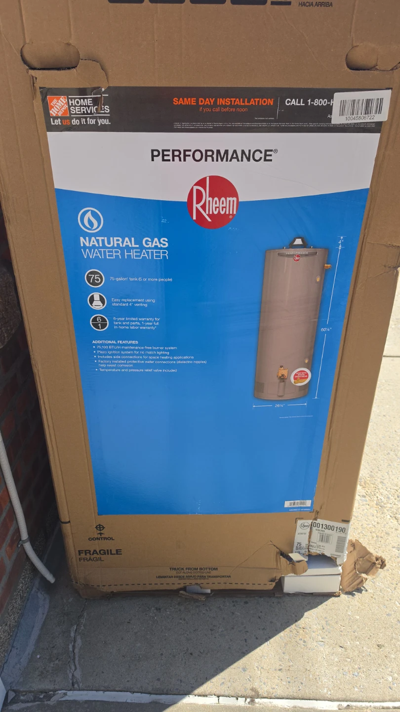 Rheem Performance 75 Gal. Natural Gas Water Heater