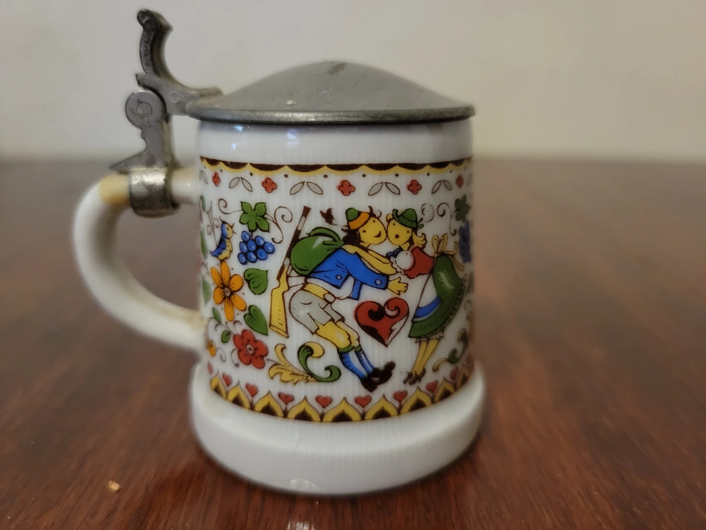 Miniature Beer Stein with Pewter Lid