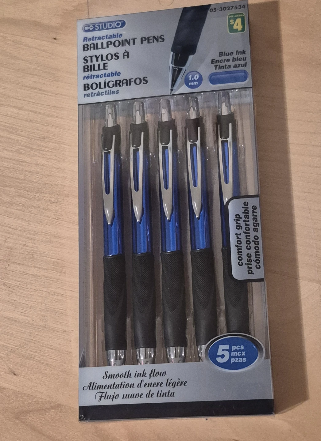 BNIB)5 PK Studio Blue ink Retractable Ballpoint Pens