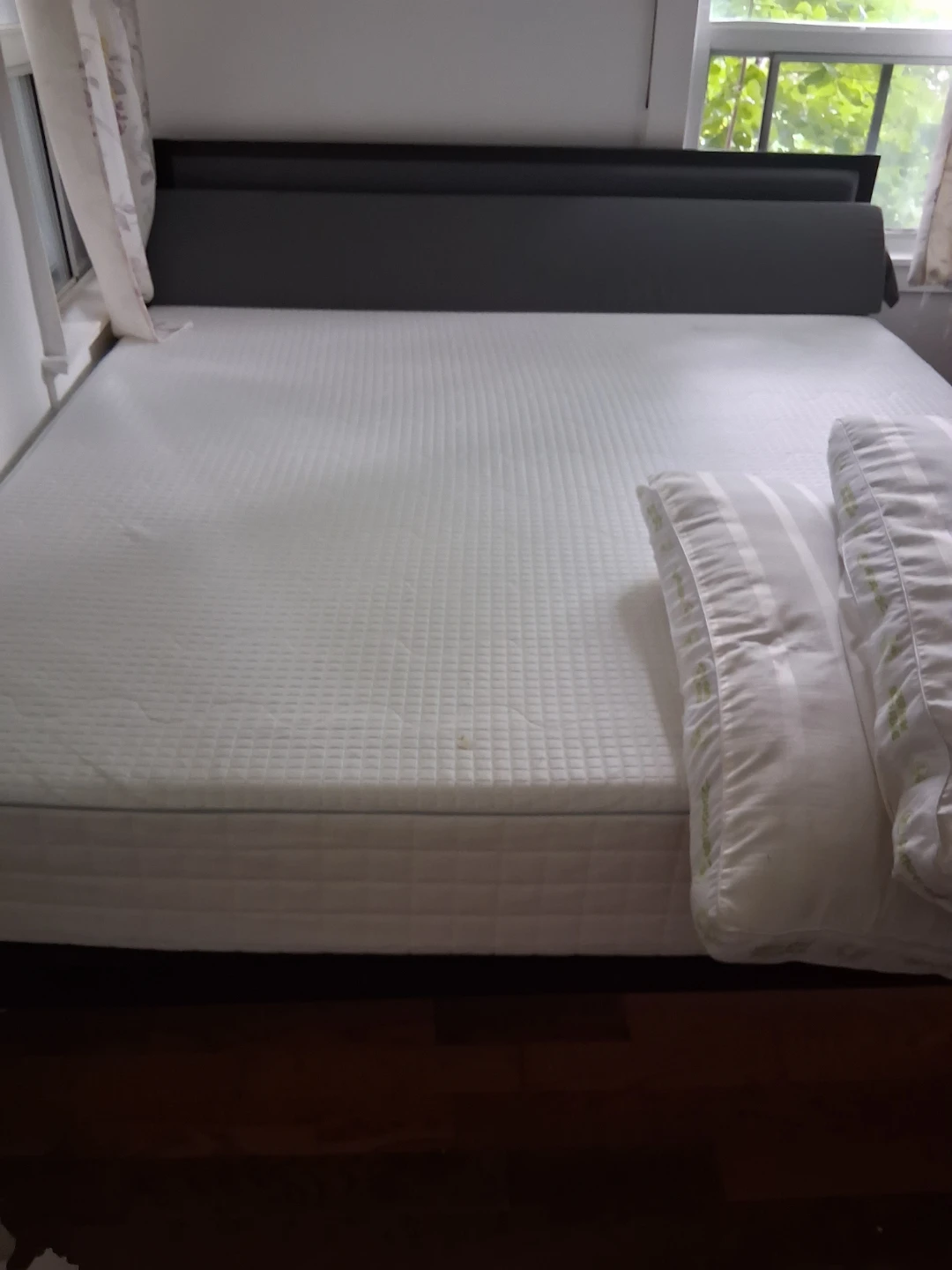 King size mattress with Grey Headboard