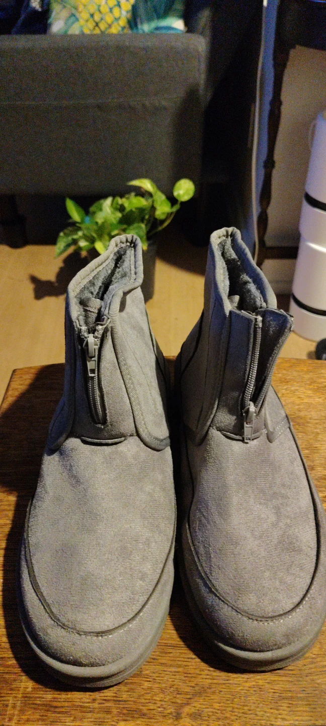 Grey Zip-Up Winter Boots