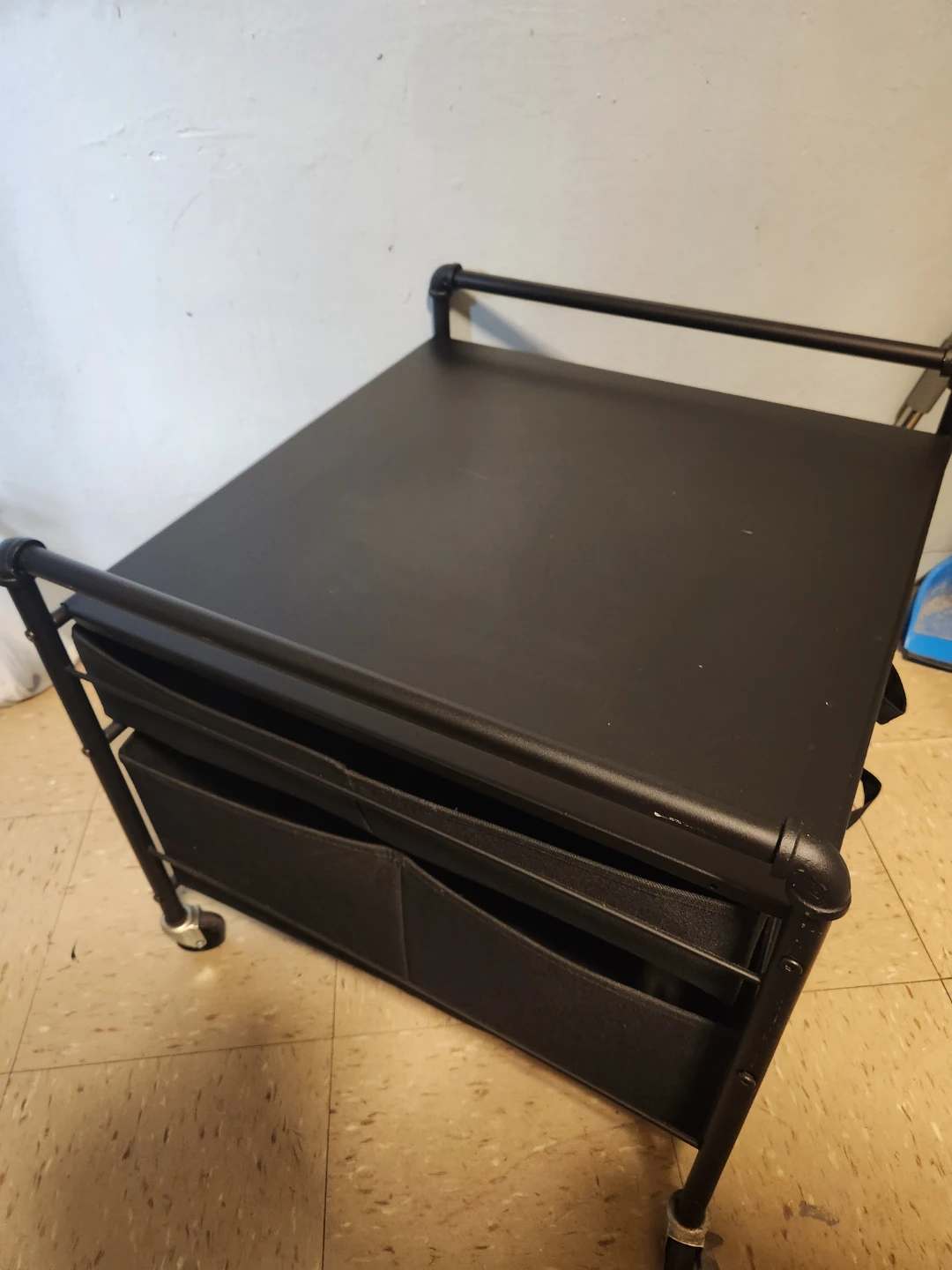 Black Rolling Storage Cart with 2 Drawers - photo 4