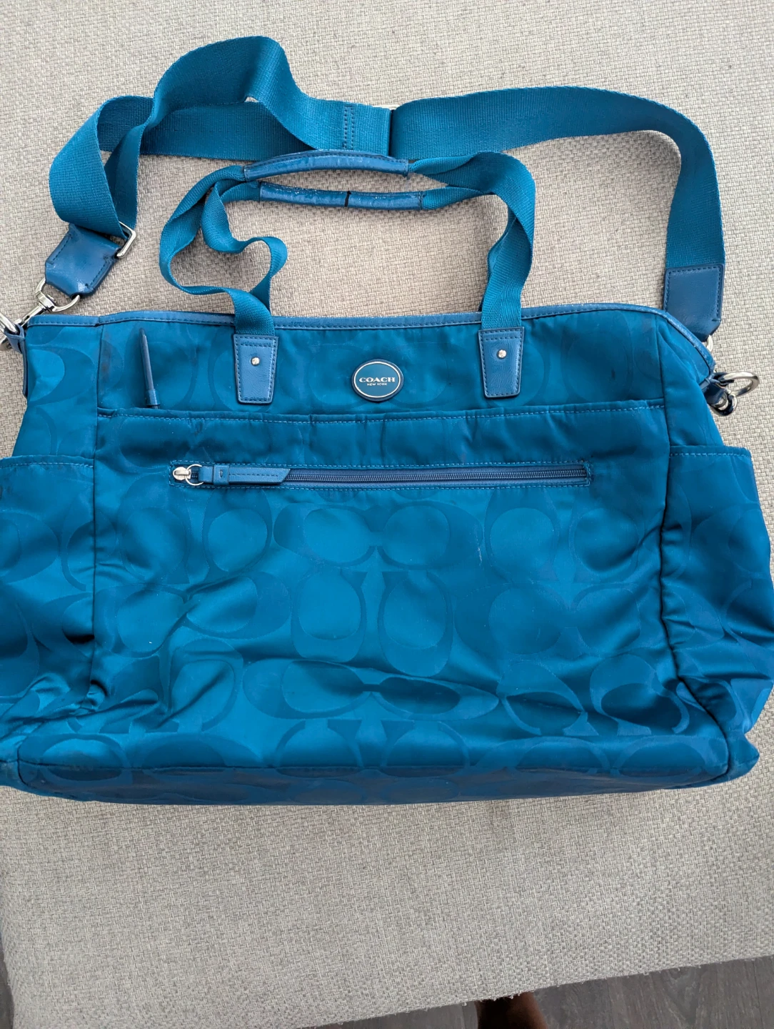 Coach Teal Signature Diaper Bag