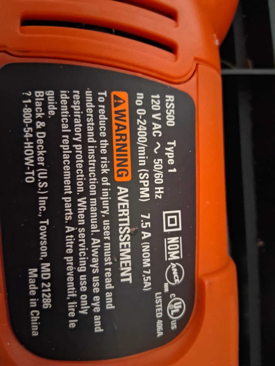 Black & Decker RS500 Reciprocating Saw - photo 3