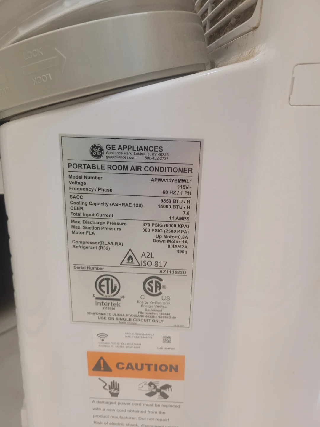 GE Appliances Portable Room Air Conditioner APWA14YBMWL1 - photo 2