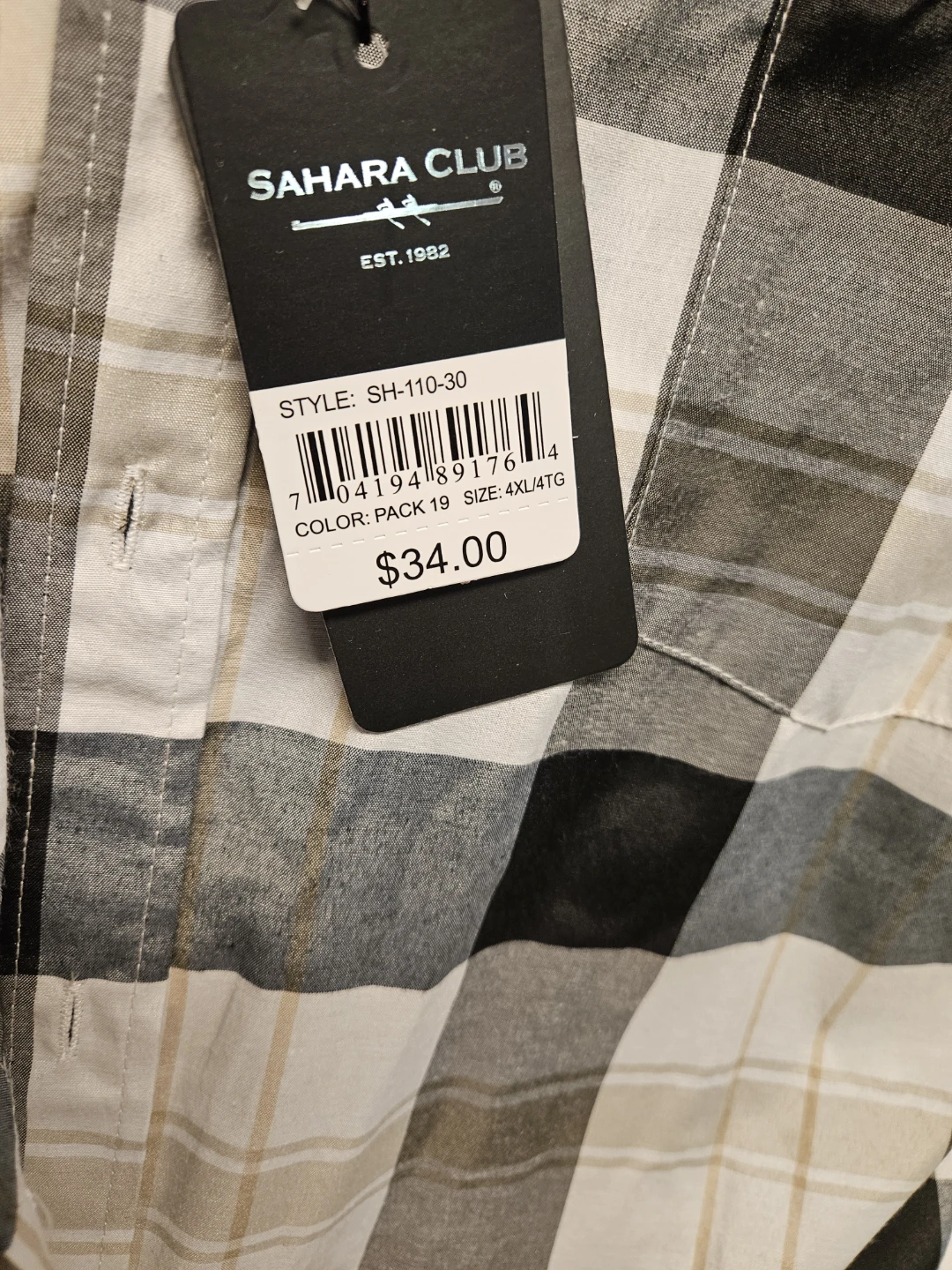 Sahara Club Short Sleeve Plaid Shirt 4XL - photo 3
