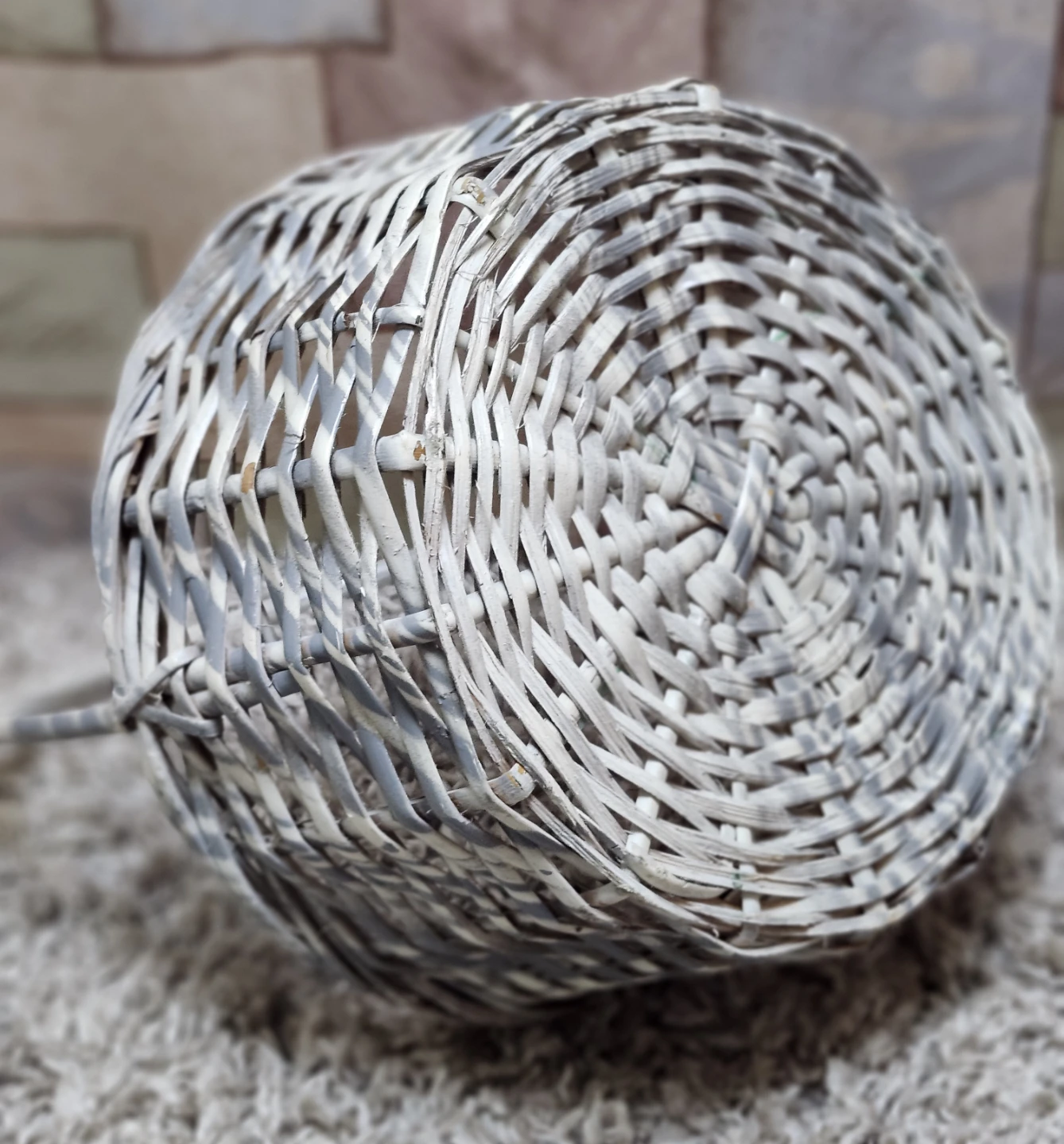 White Woven Basket with Handle - photo 4
