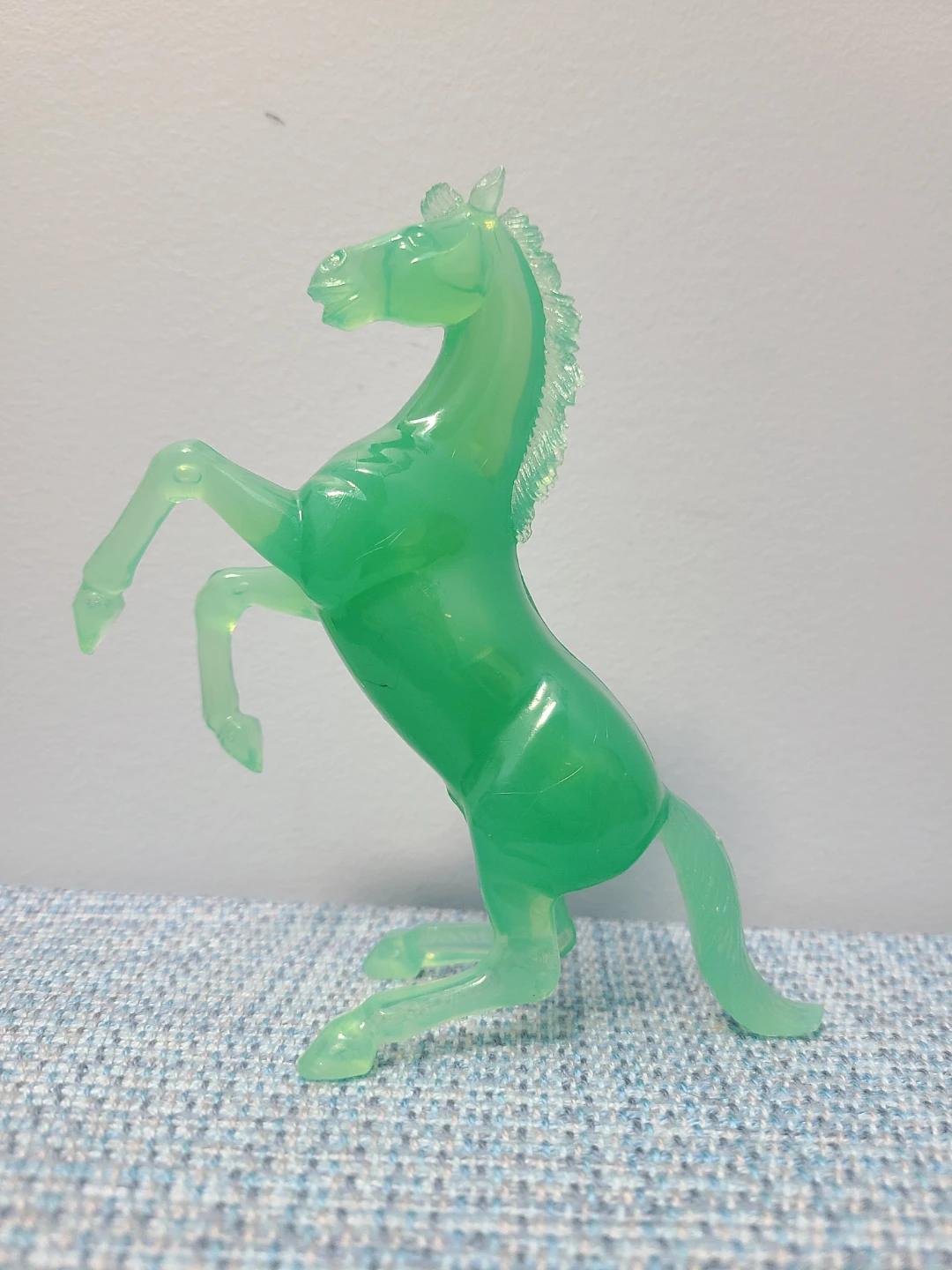 Vintage Translucent Green Rearing Horse Figurine - photo 3