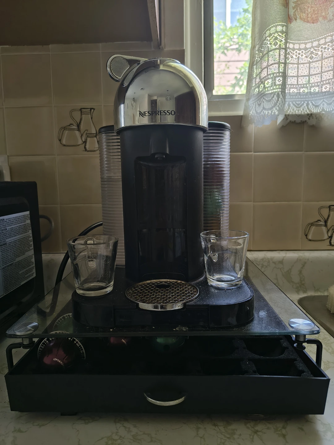 Nespresso Coffee Machine and Nespresso Pod Tray