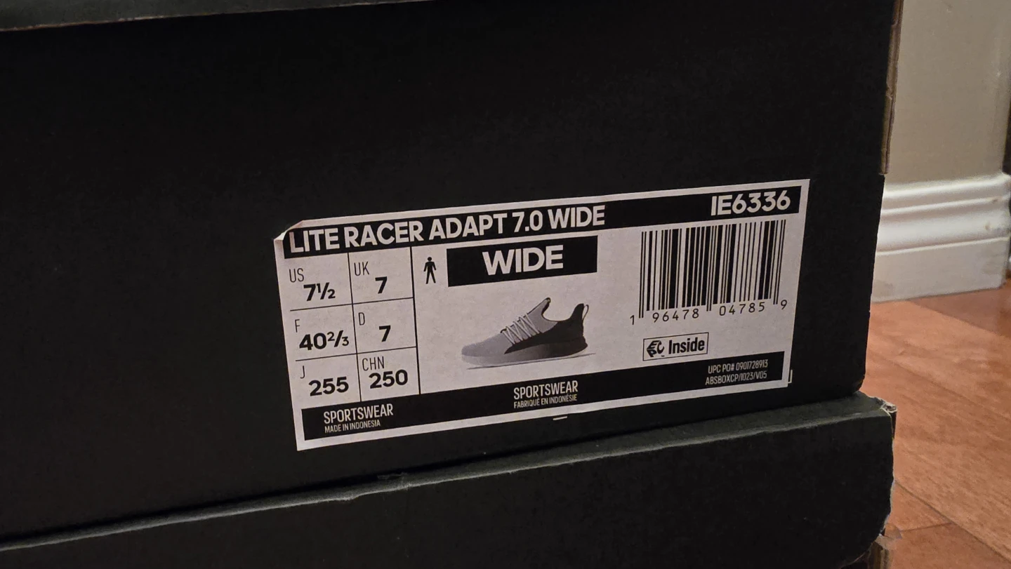 Adidas Lite Racer Adapt 7.0 Wide Shoes Size 7 - photo 3