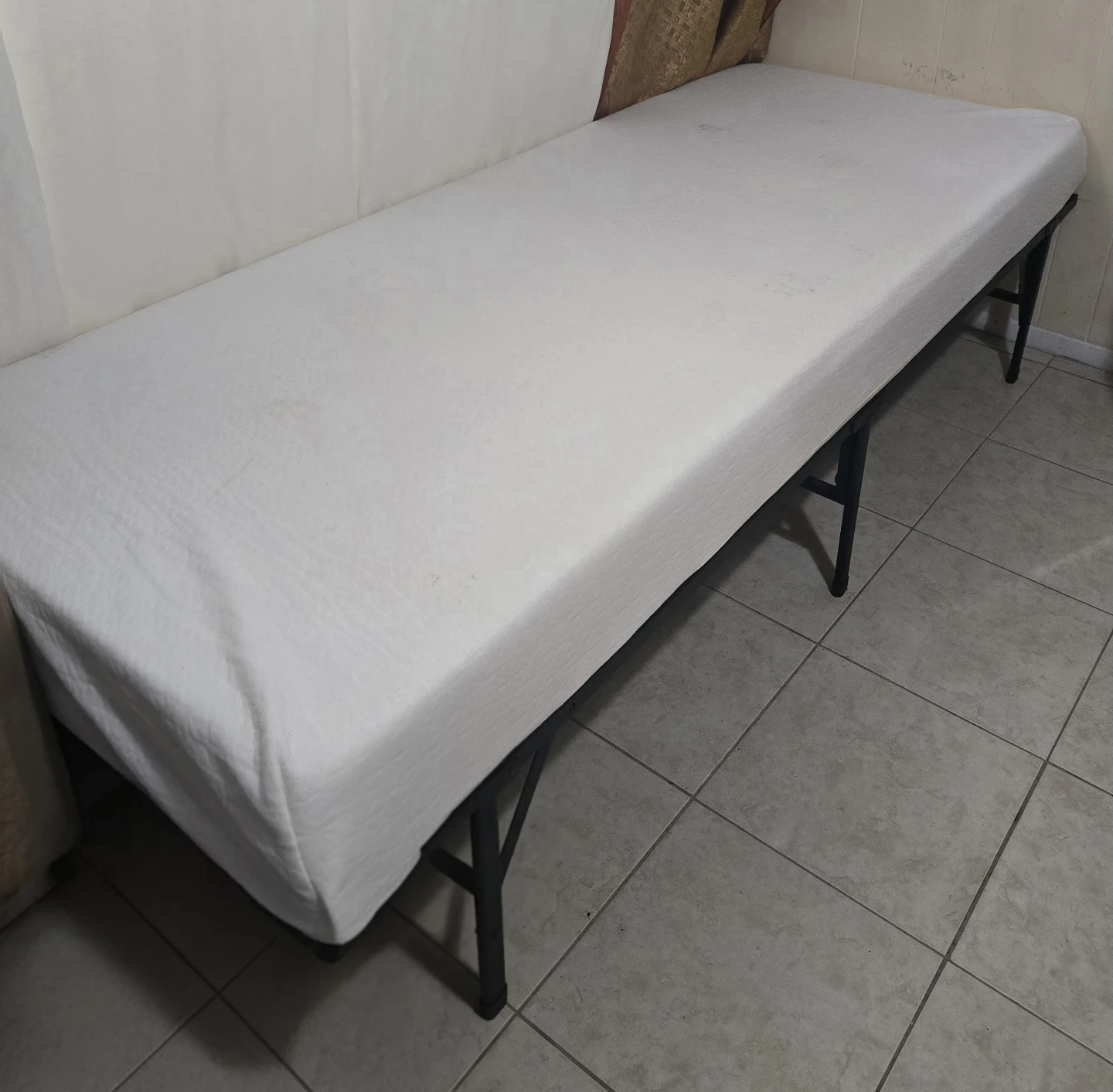 White Twin Bed Frame with Mattress