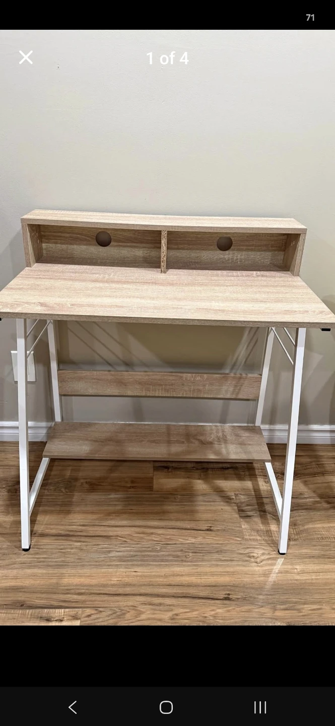 Wood Grain Finish Desk with Shelf - photo 4