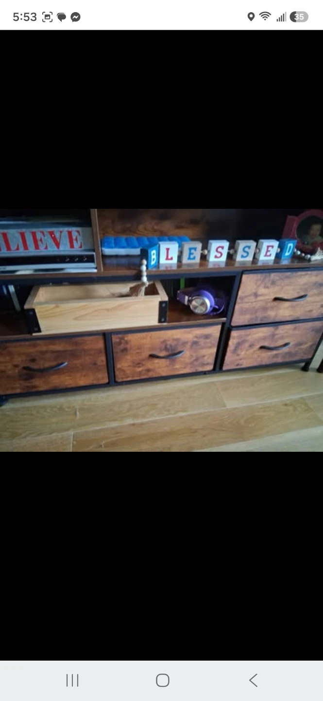 Industrial Style 2-Drawer Storage Cabinet with Wheels - photo 2