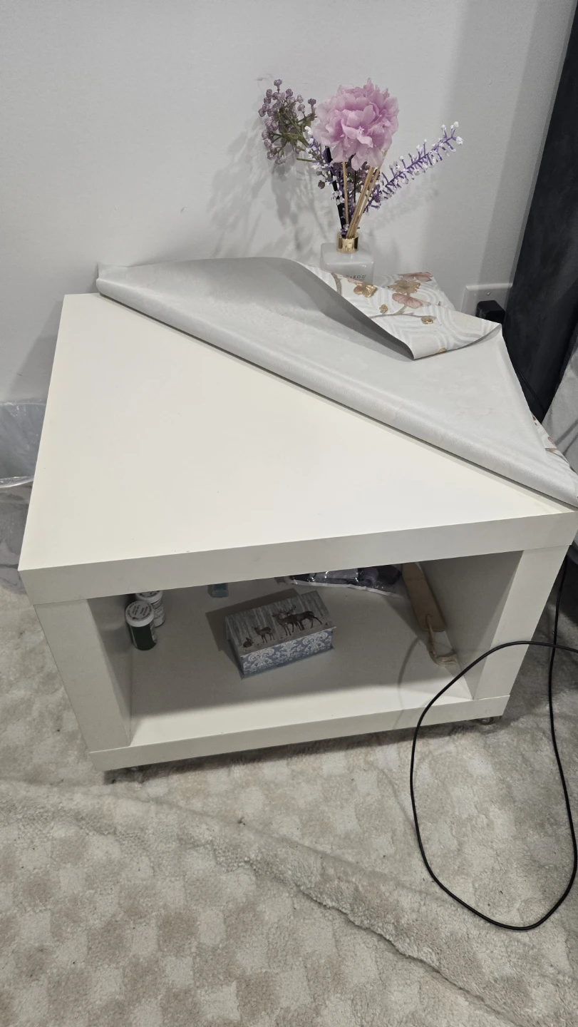 White Coffee Table with Floral Decal - photo 3
