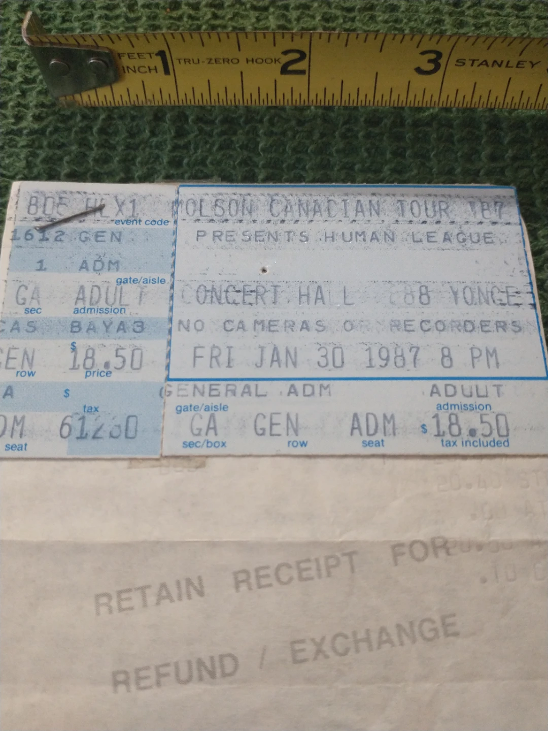 1987 Human League Toronto Concert Ticket Stub Crash Tour - photo 2