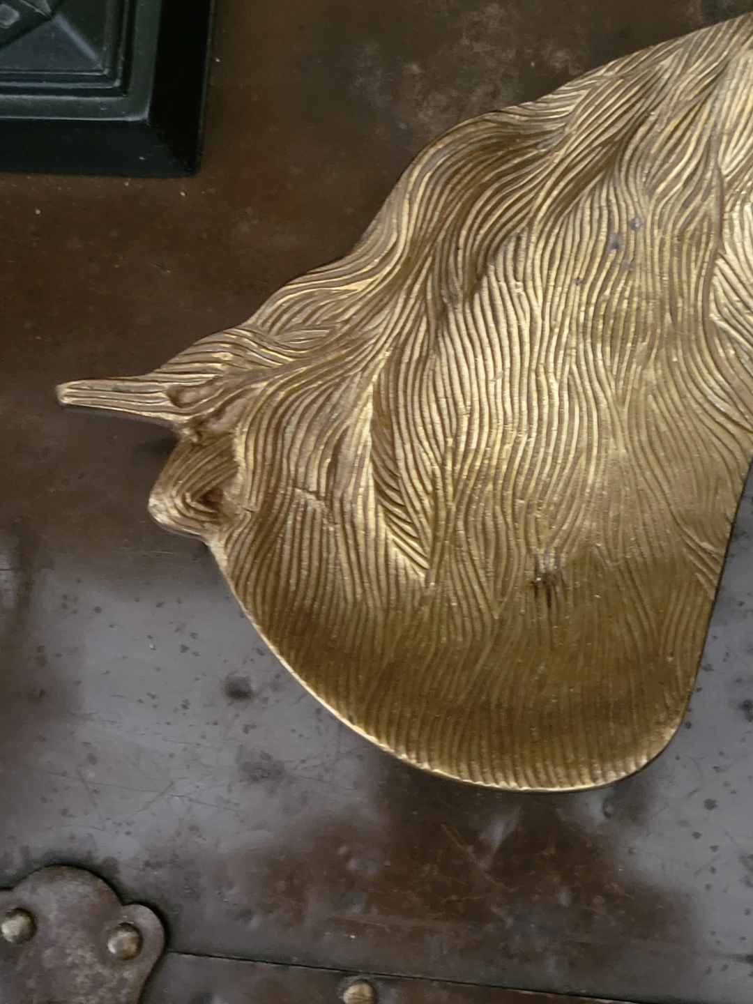 Vintage Brass Horse Head Trinket Dish.Brass vanity tray - photo 3