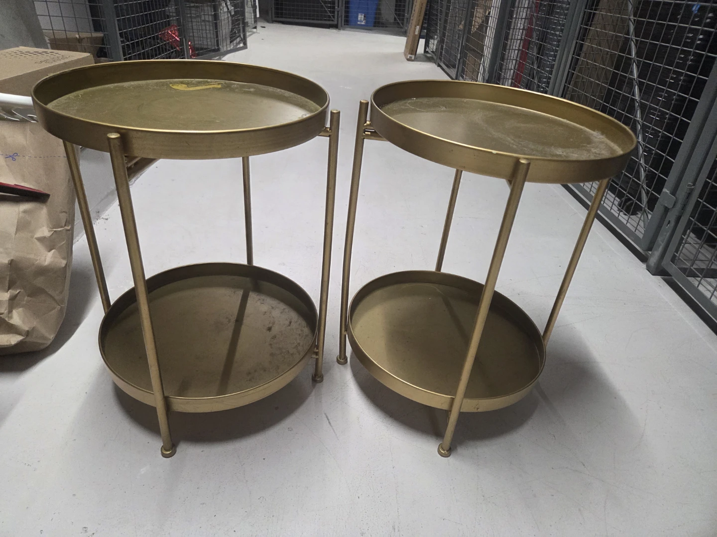 Set of 2 Gold Metal Side Tables - photo 3