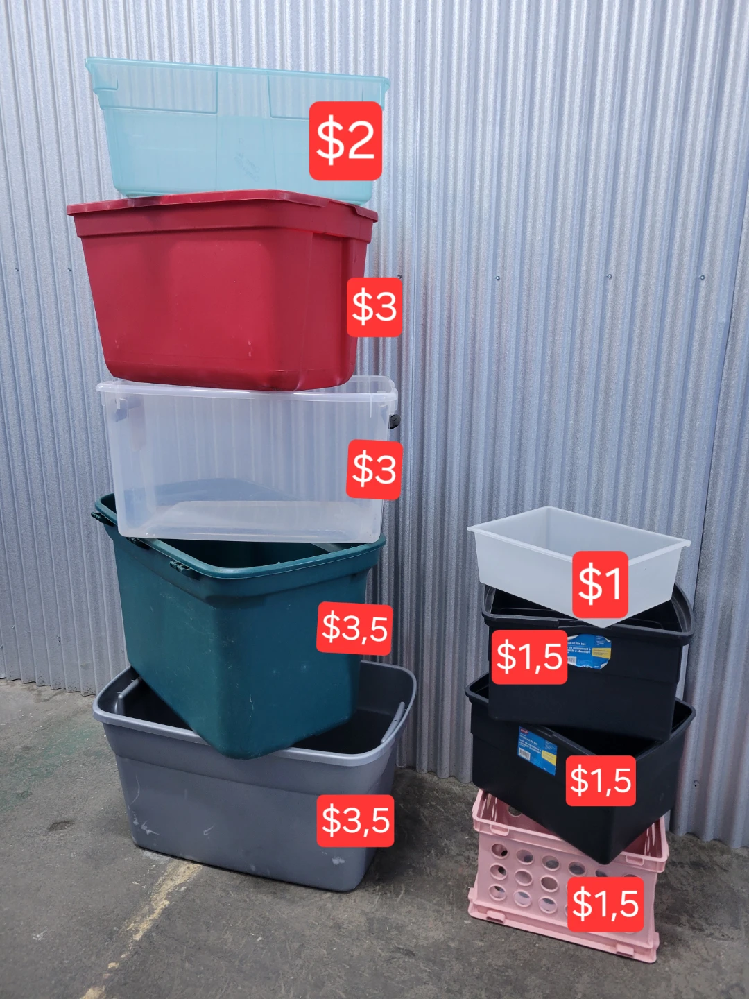 Plastic Storage Bins NO LIDS!!!!