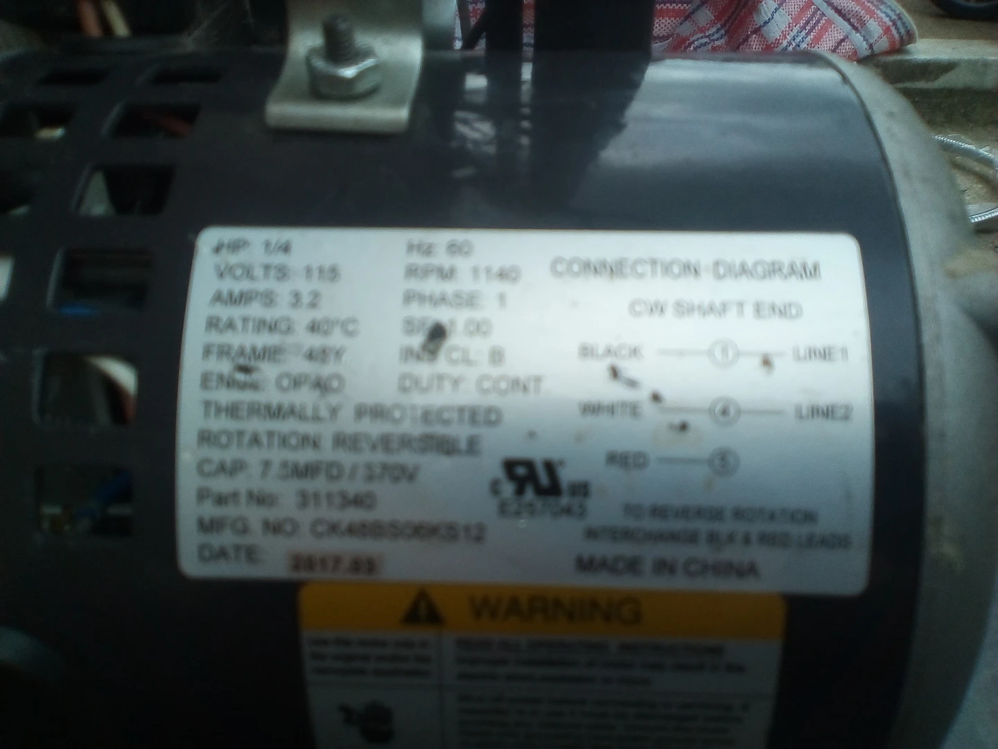 1/4 HP Reversible Electric Motor - photo 2