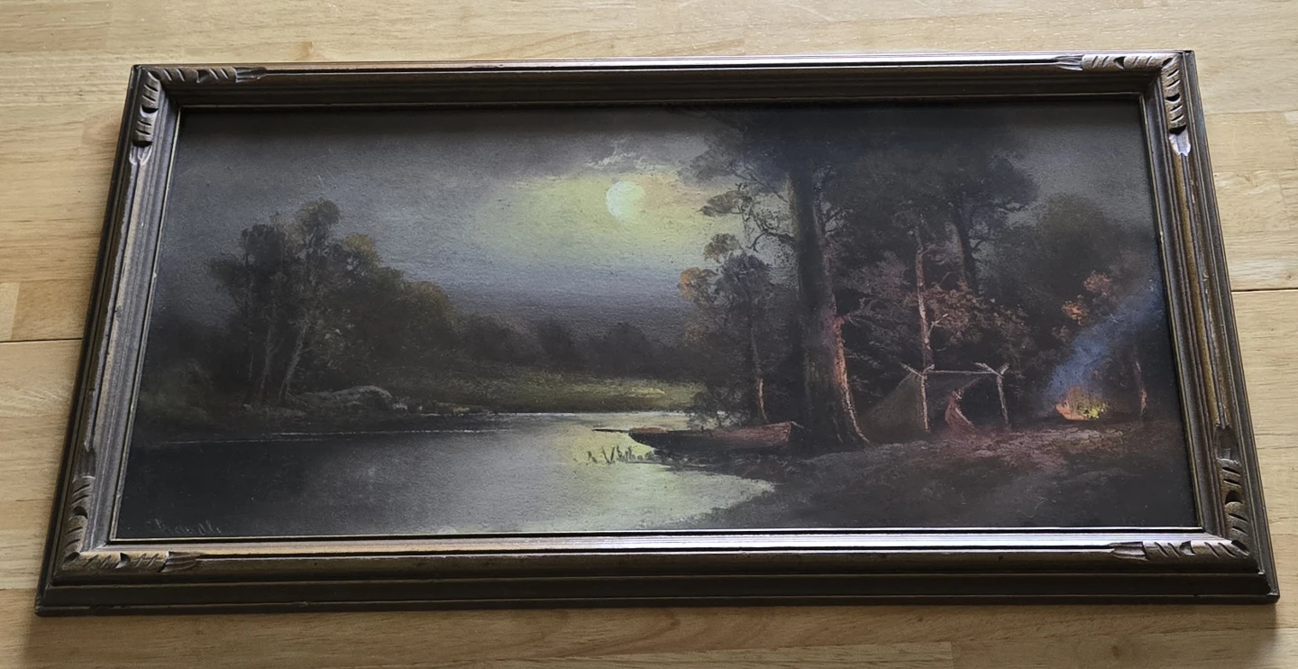 Antique Original Pastel Painting