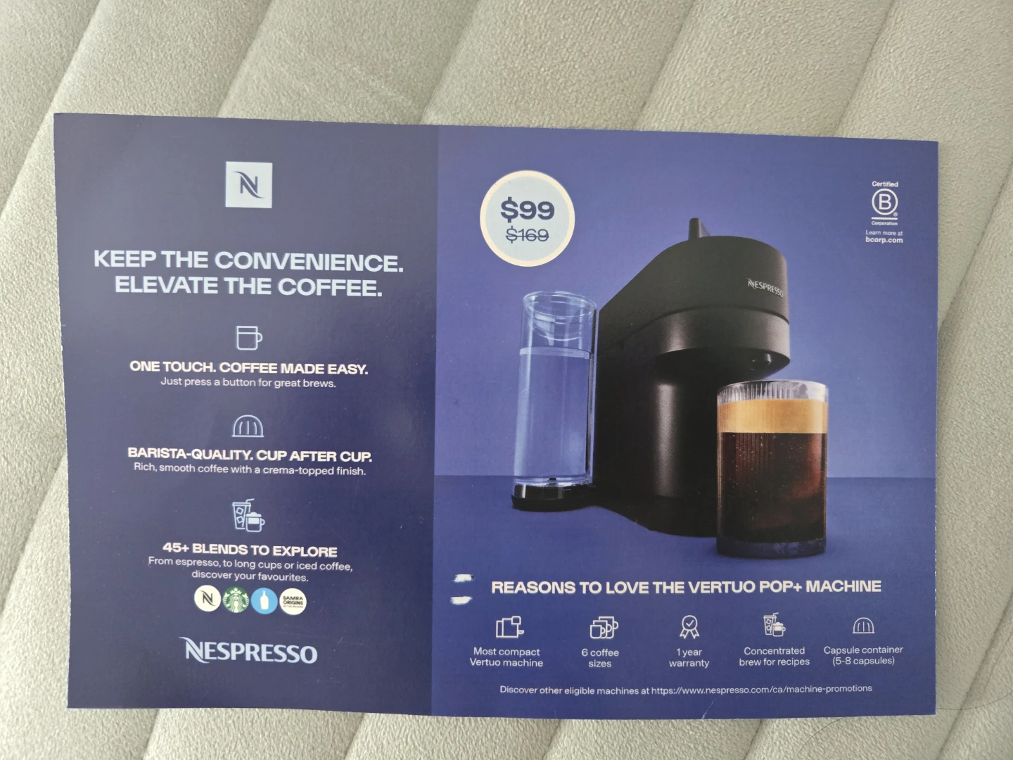Coupon for -- Nespresso Vertuo Pop+ Machine with 2 Mugs Offer