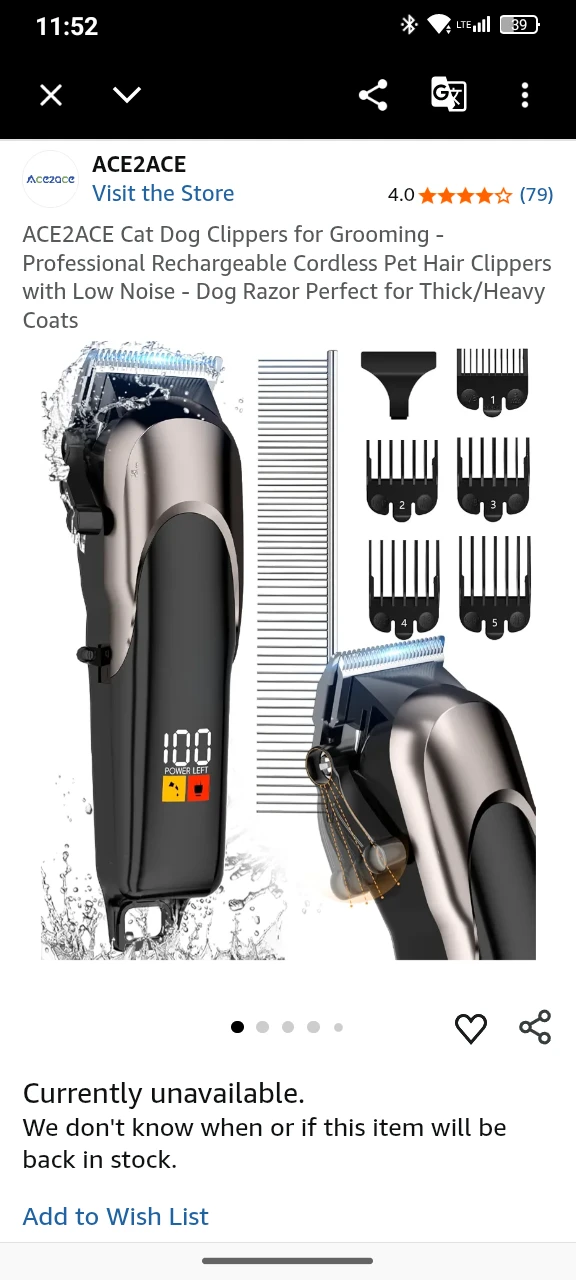 ACE2ACE Rechargeable Pet Hair Clippers - photo 3