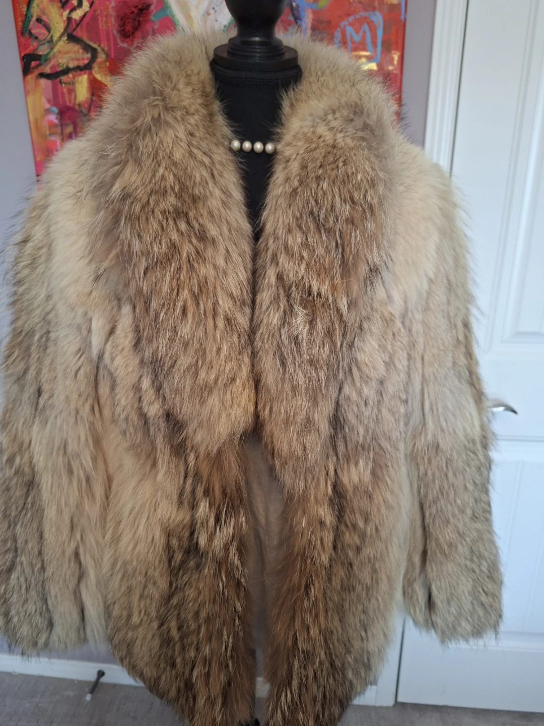 Genuine Vintage Eaton's Natural Fur Jacket | Large Shawl Collar