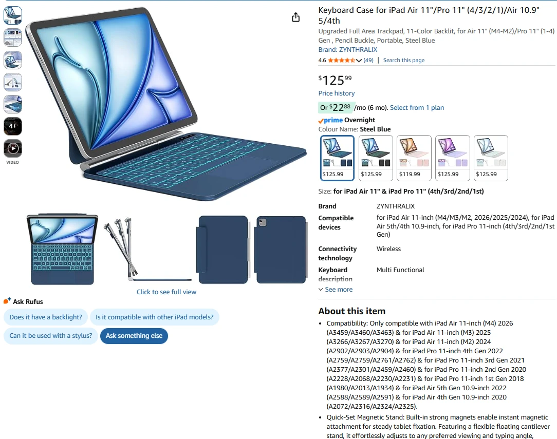 Keyboard Case for iPad Air 11" / Pro 11" / Air 10.9" - photo 2