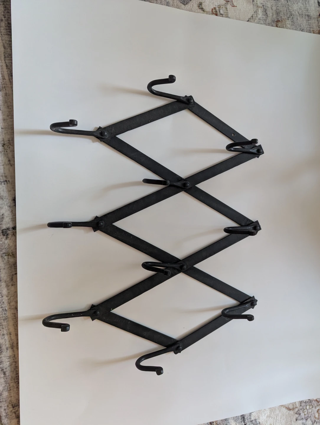 Expandable Accordion Wall Hook Rack - Black Metal - photo 2