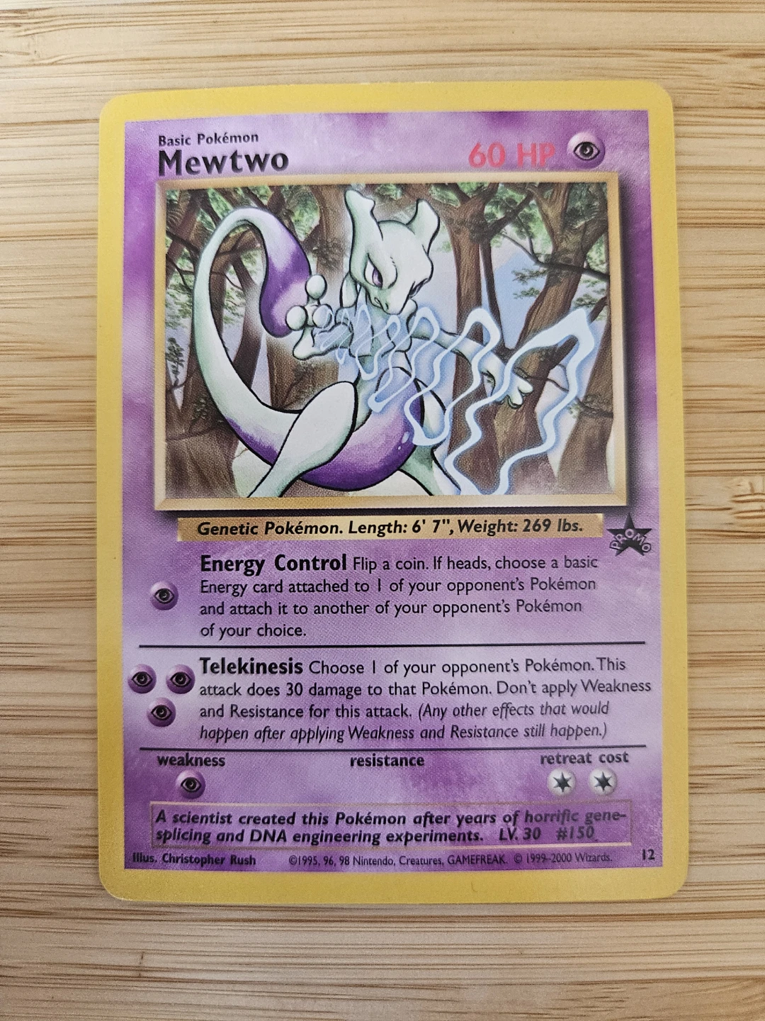 Pokémon Mewtwo #12 – WOTC Black Star Promo – Vintage