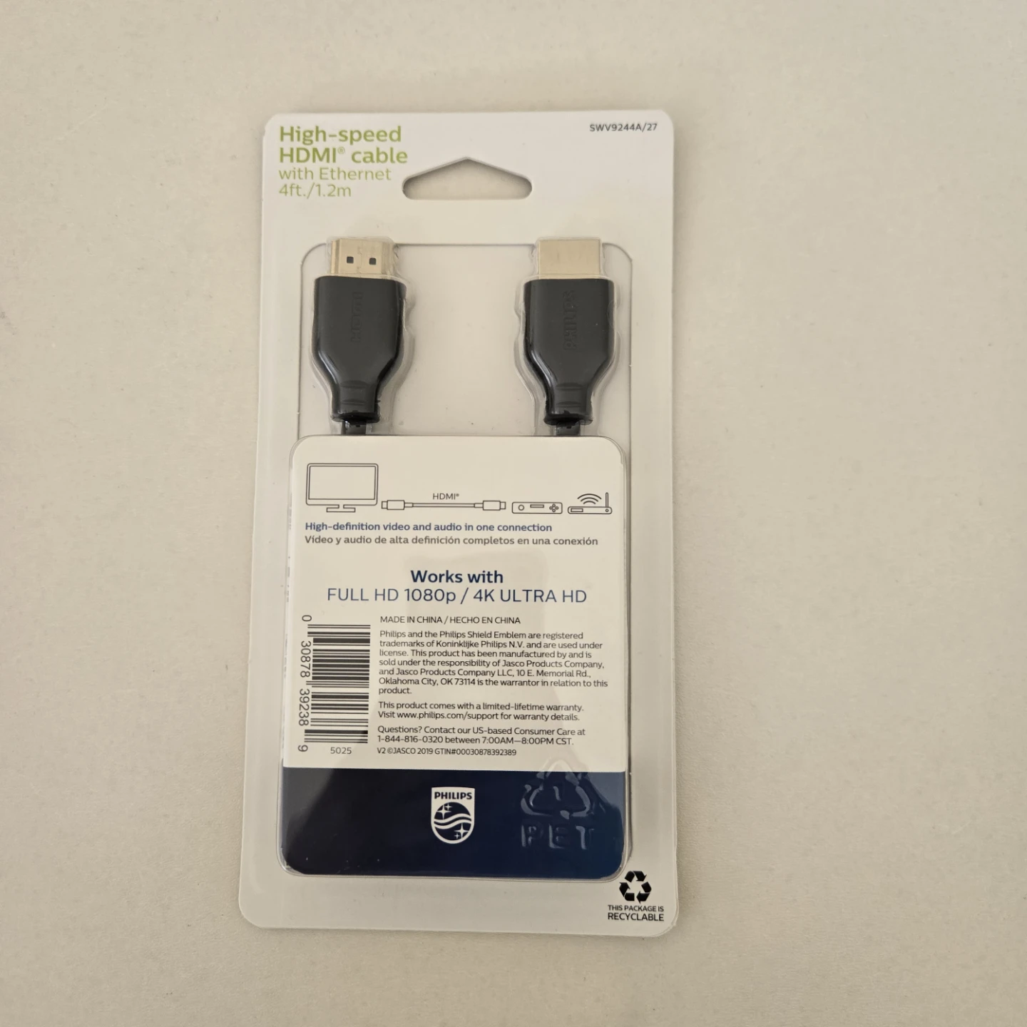 Philips High-speed HDMI Cable with Ethernet 4ft - photo 2