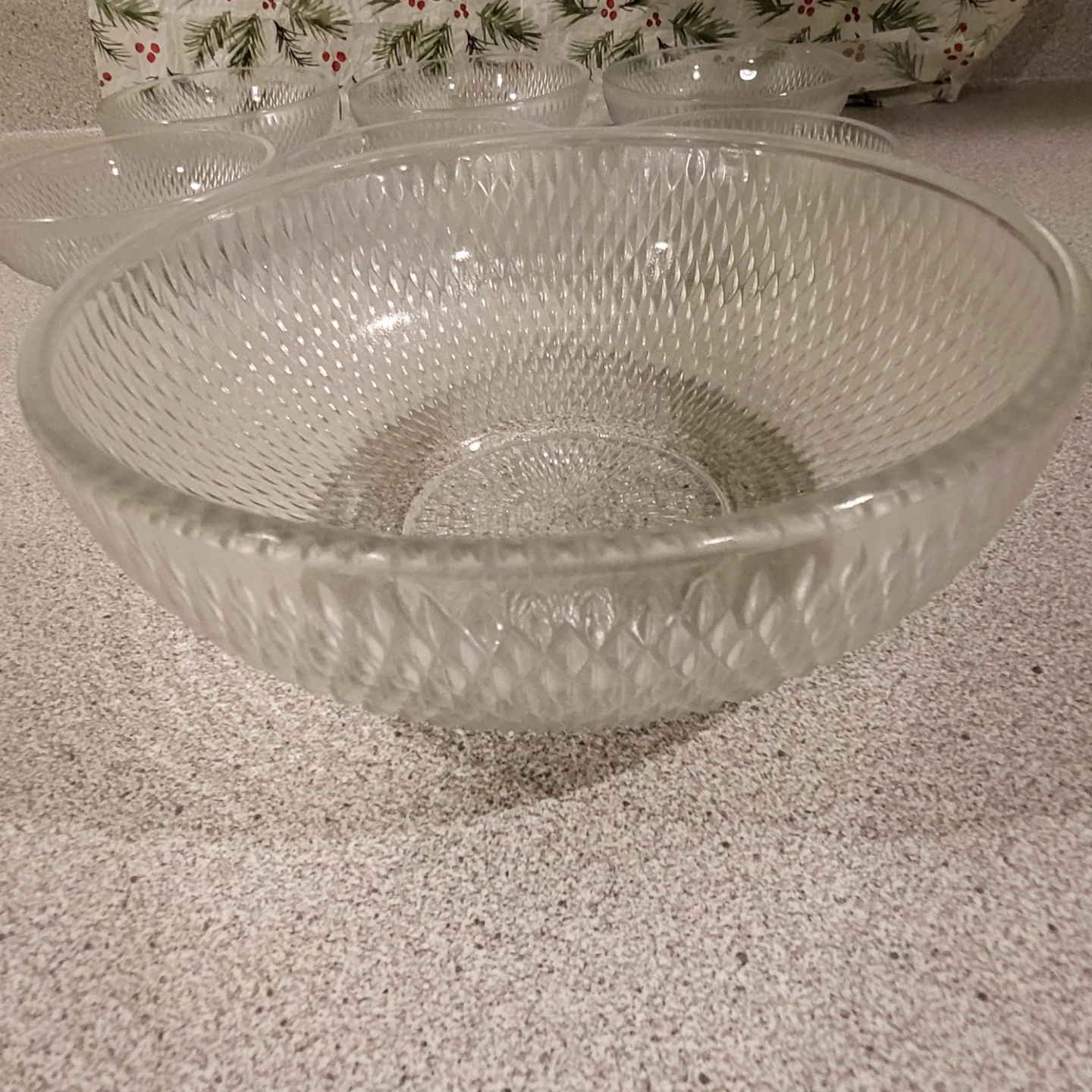 Set of 6 Glass Bowls with Large Serving Bowl