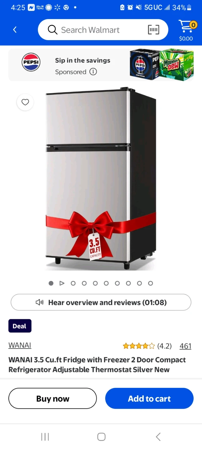 WANAI 3.5 Cu.Ft Fridge with Freezer 2 Door Compact Refrigerator - photo 4