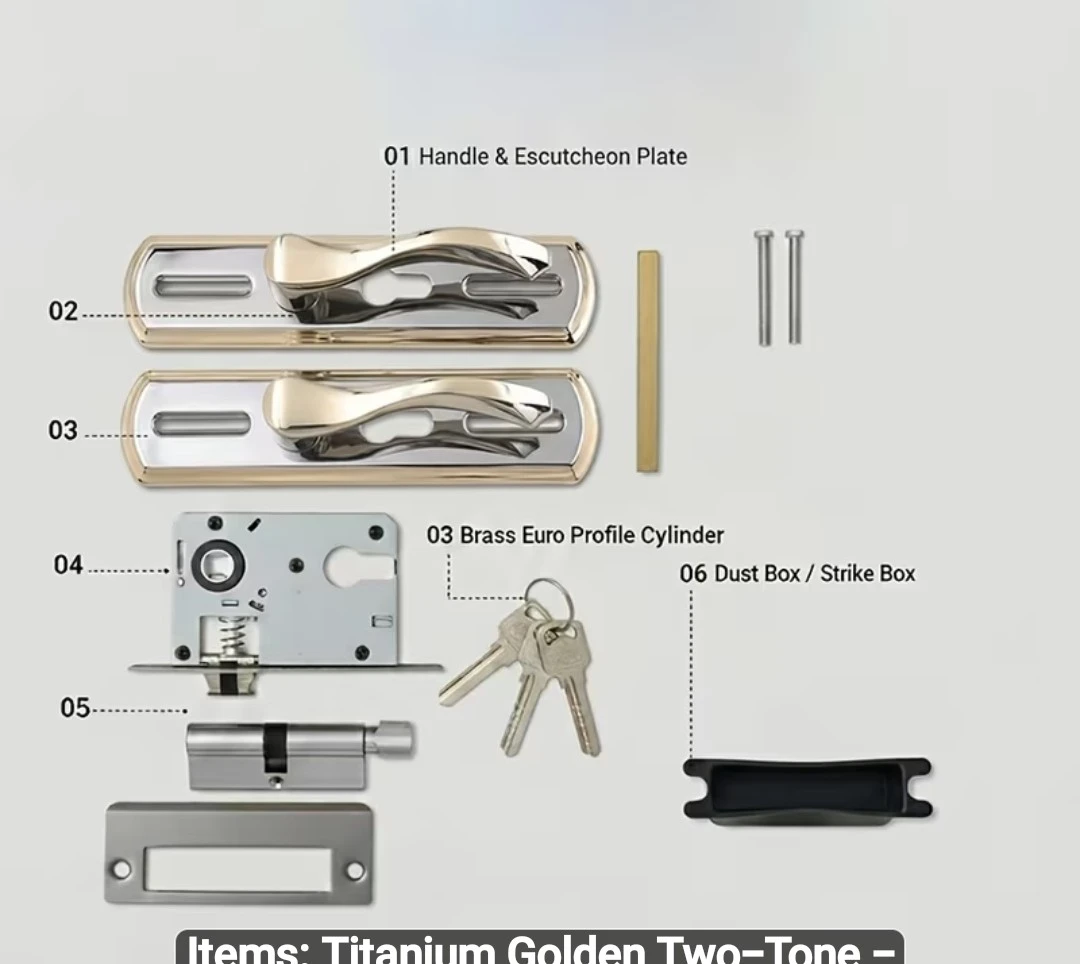 Door Lever Handle with Lock - Titanium Golden Two-Tone - photo 4