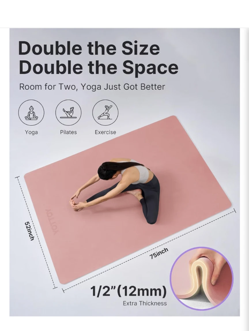 Large Yoga Mat 75*52*1/2 inches