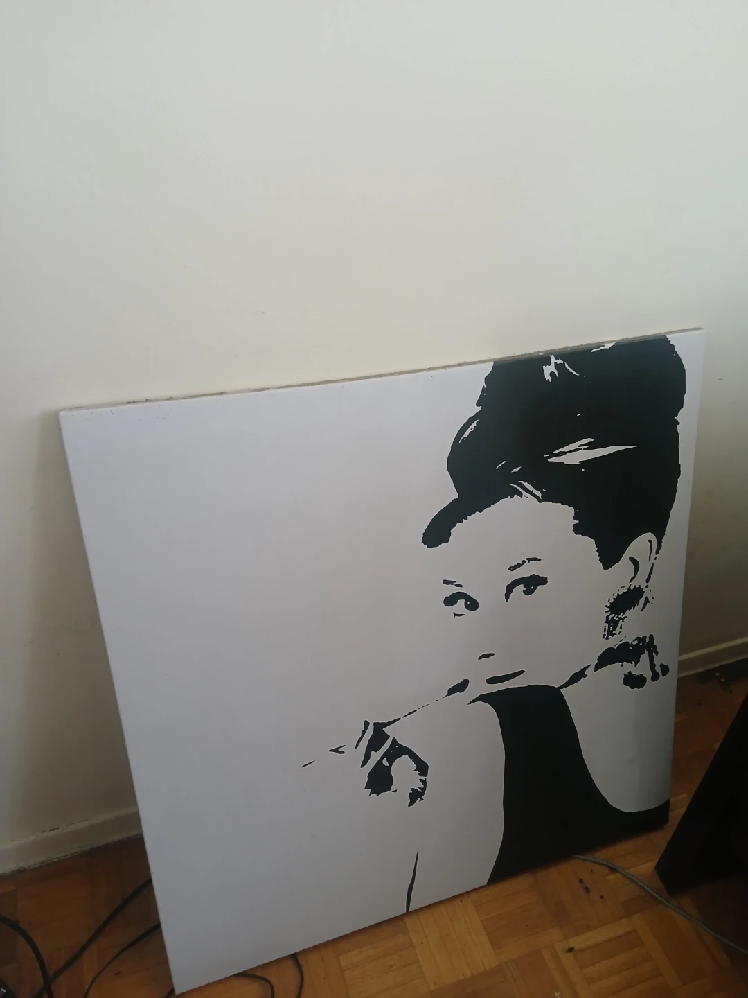 Audrey Hepburn Black and White Canvas Art 35 3/4x35 3/4"