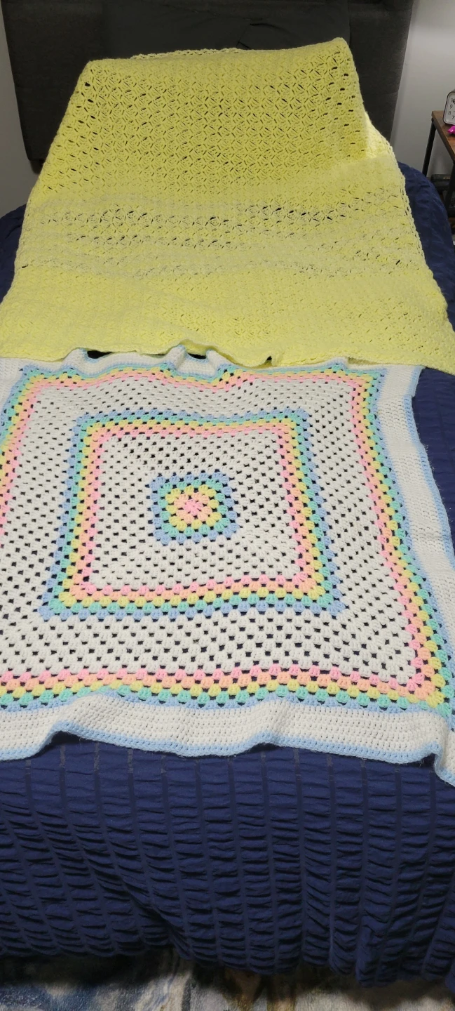 Crocheted Baby Blankets- Yellow and pastel