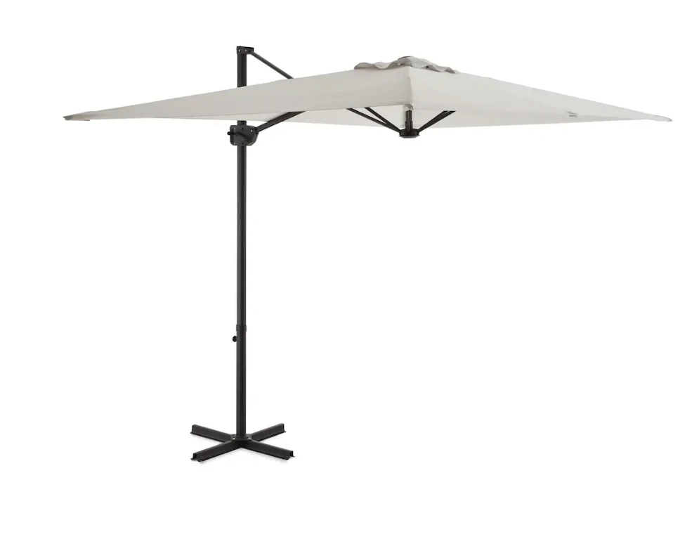 Light Beige Cantilever Patio Umbrella with Stand