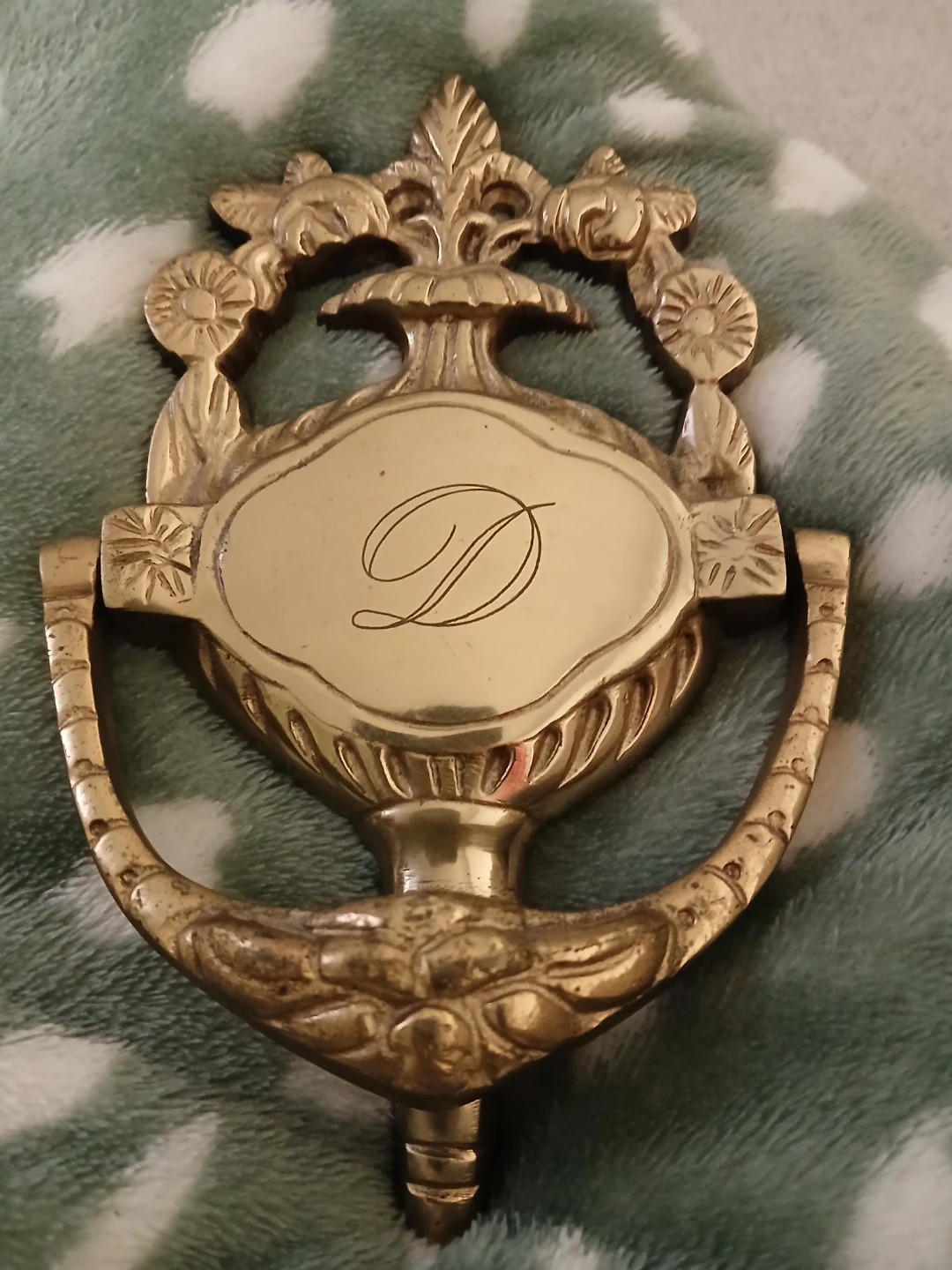 Brass Door Knocker with 'D' Initial