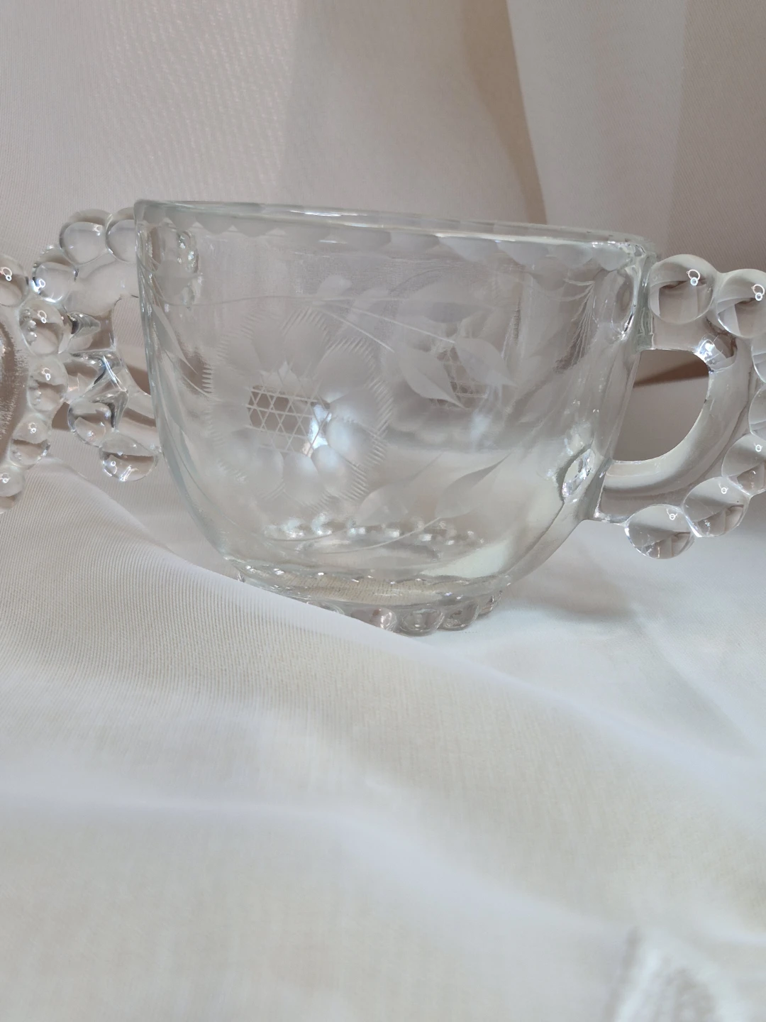 Vintage Imperial Glass Candlewick Etched Flowers Cream Sugar Set - photo 4
