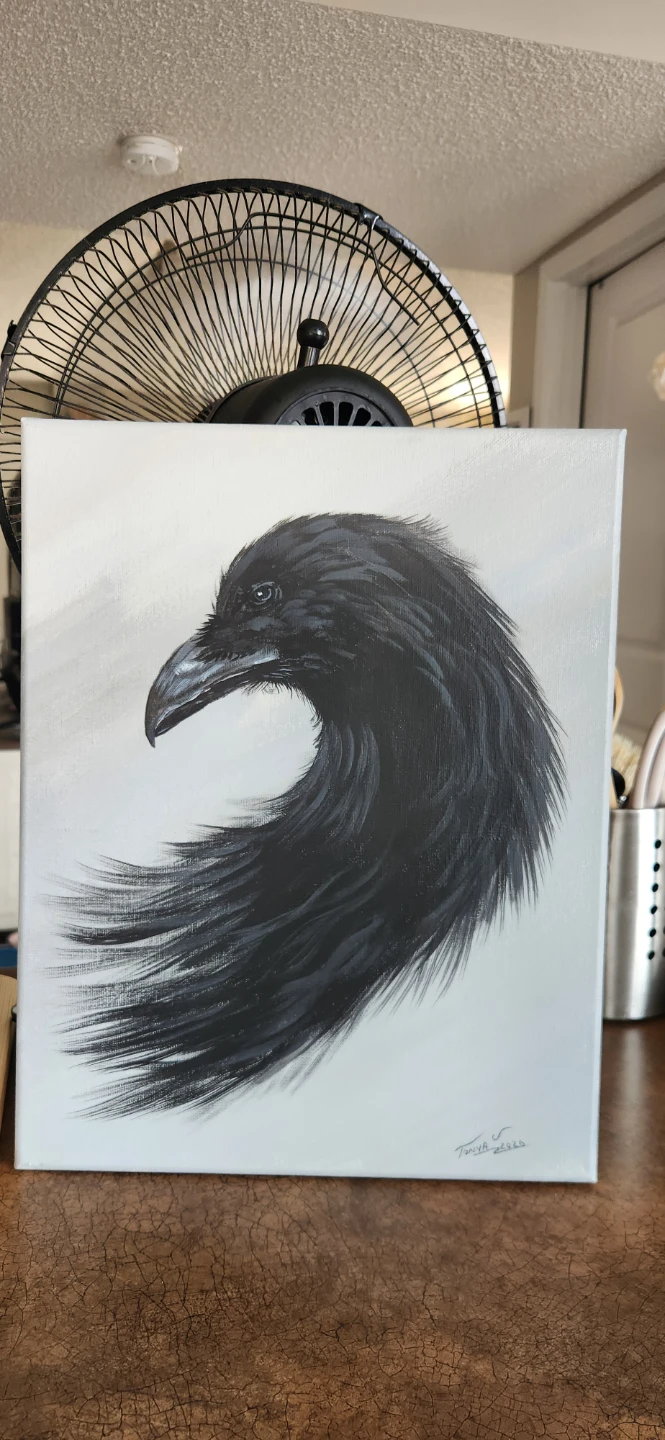 Whispers of the wind... Abstract painting of a raven - photo 2