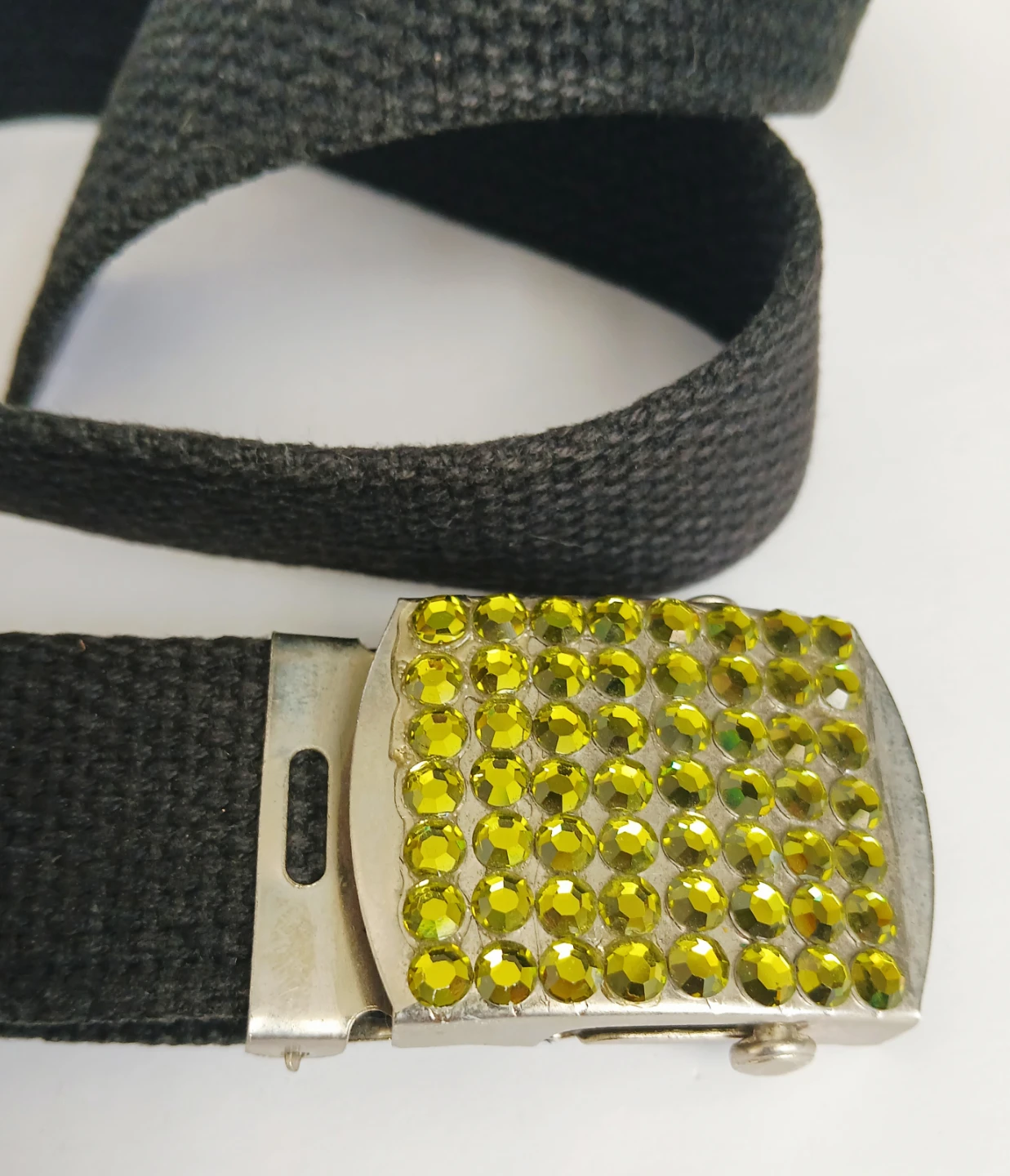 Black Canvas Belt with Sparkly Buckle